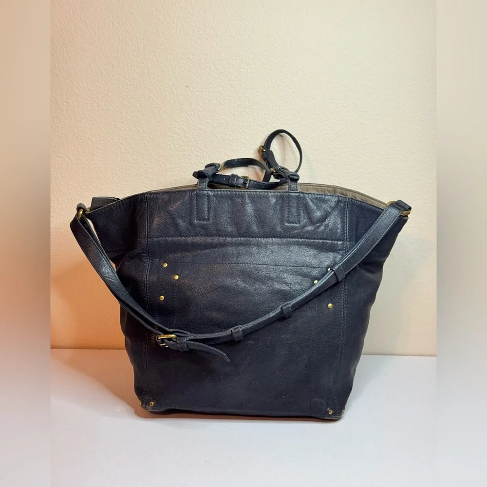 Jerome Dreyfuss Jacques Navy Blue Leather Handbag 2Way
